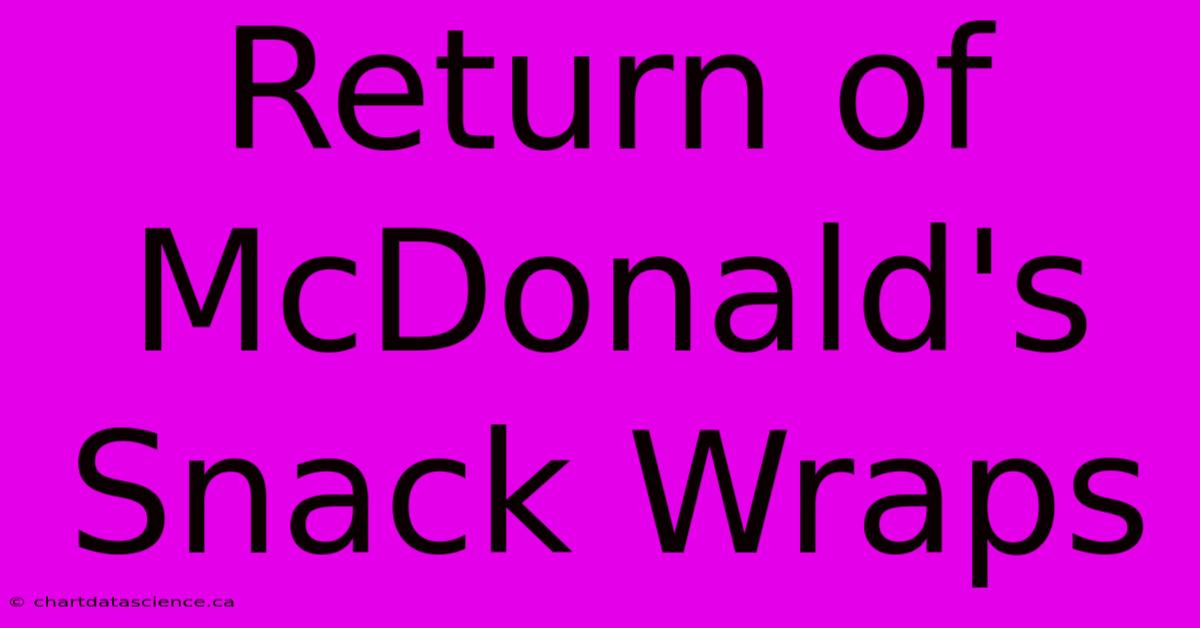 Return Of McDonald's Snack Wraps