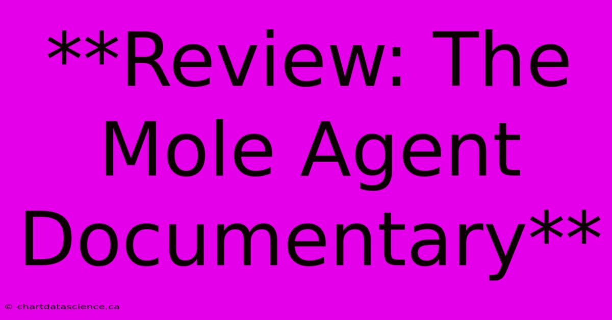 **Review: The Mole Agent Documentary**