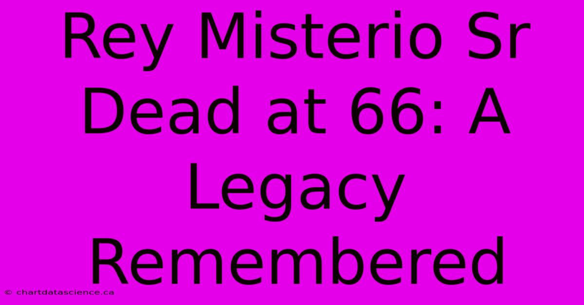 Rey Misterio Sr Dead At 66: A Legacy Remembered