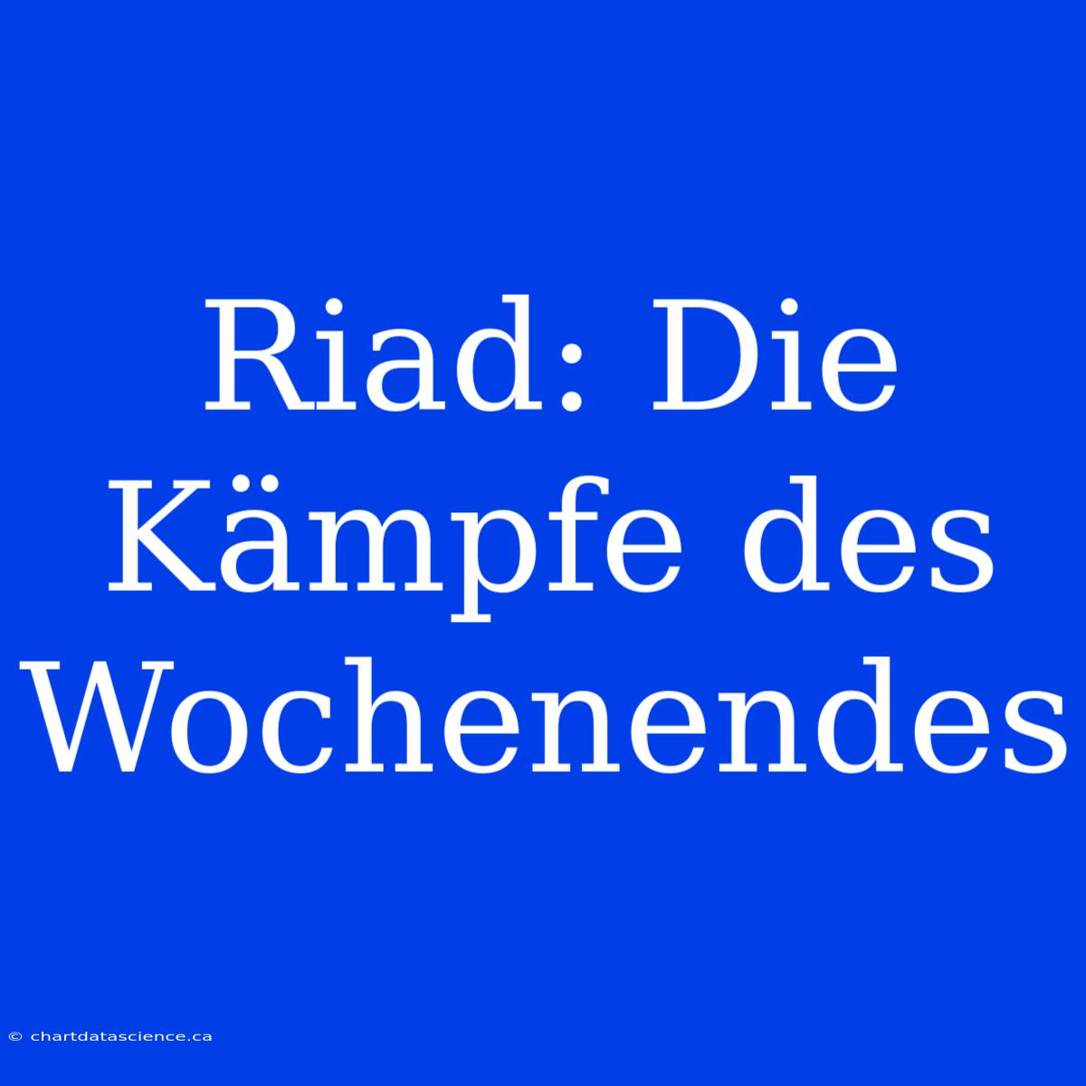 Riad: Die Kämpfe Des Wochenendes