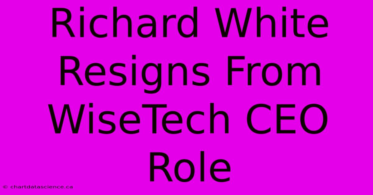 Richard White Resigns From WiseTech CEO Role 