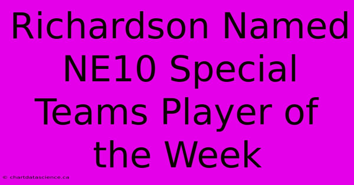 Richardson Named NE10 Special Teams Player Of The Week