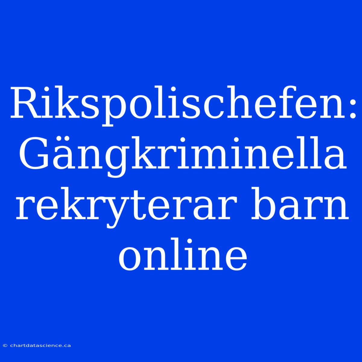 Rikspolischefen: Gängkriminella Rekryterar Barn Online