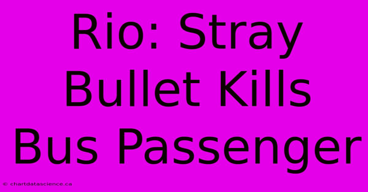 Rio: Stray Bullet Kills Bus Passenger