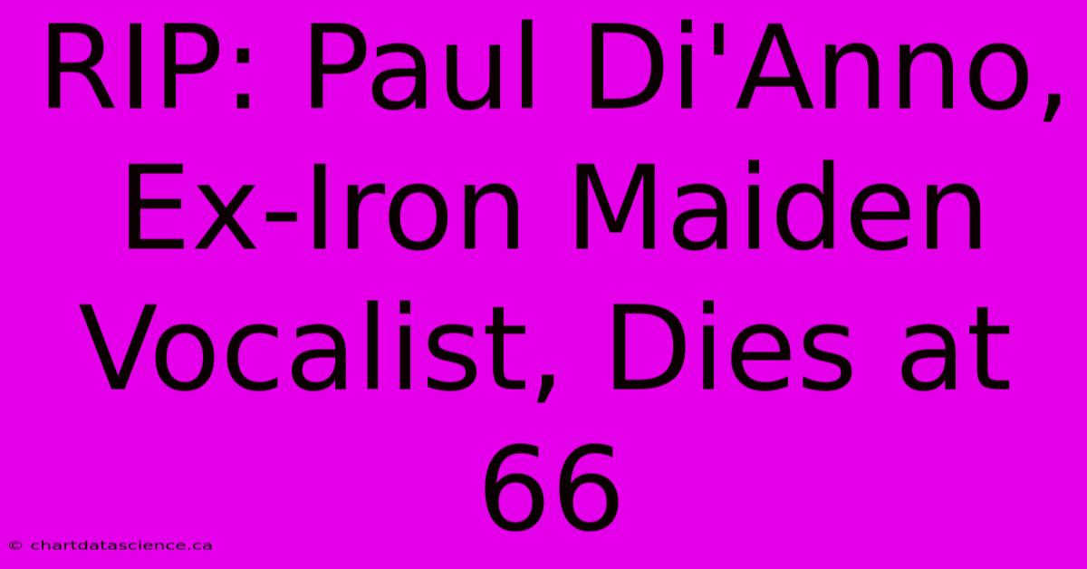 RIP: Paul Di'Anno, Ex-Iron Maiden Vocalist, Dies At 66