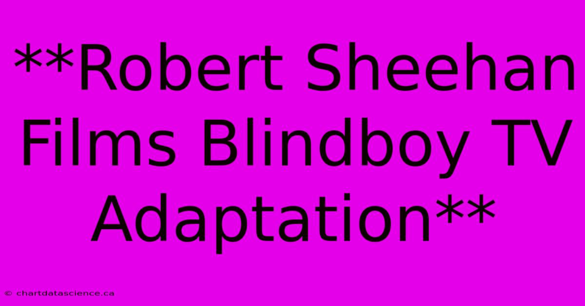 **Robert Sheehan Films Blindboy TV Adaptation**