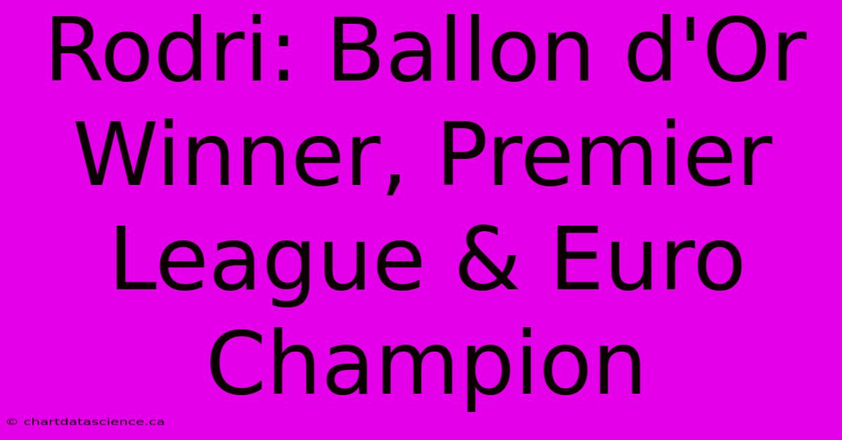 Rodri: Ballon D'Or Winner, Premier League & Euro Champion