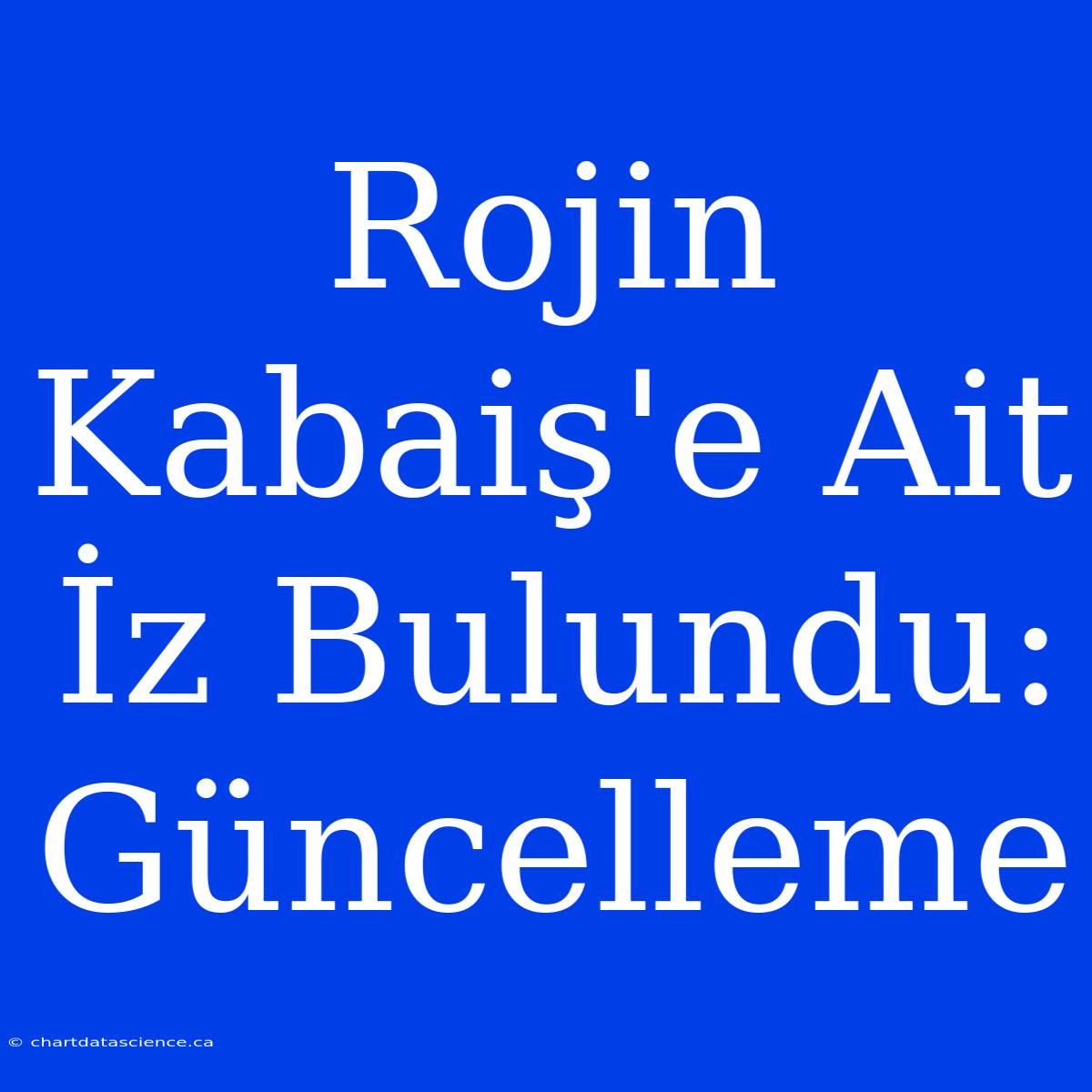 Rojin Kabaiş'e Ait İz Bulundu: Güncelleme