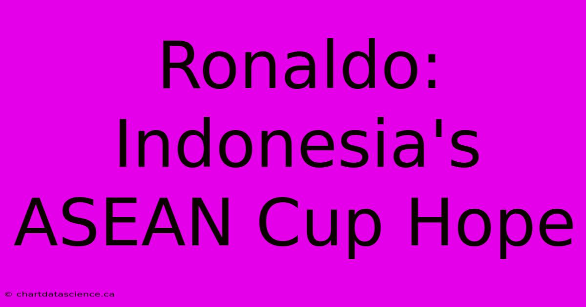 Ronaldo: Indonesia's ASEAN Cup Hope