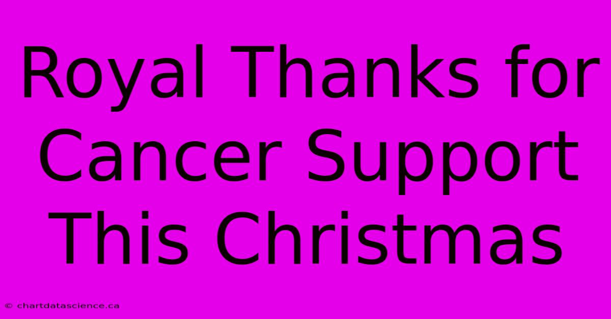 Royal Thanks For Cancer Support This Christmas