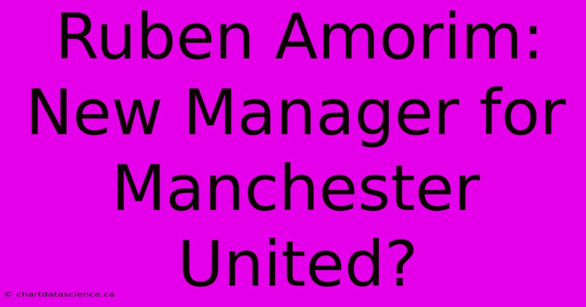 Ruben Amorim: New Manager For Manchester United?