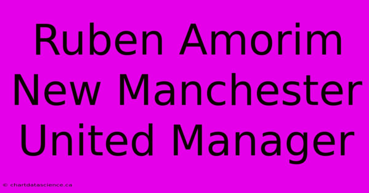 Ruben Amorim New Manchester United Manager