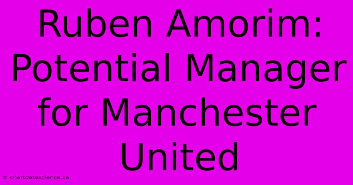 Ruben Amorim: Potential Manager For Manchester United