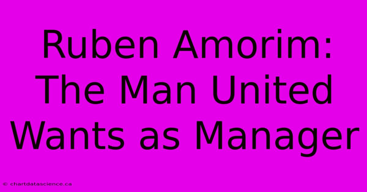 Ruben Amorim: The Man United Wants As Manager