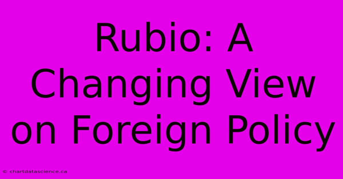 Rubio: A Changing View On Foreign Policy 