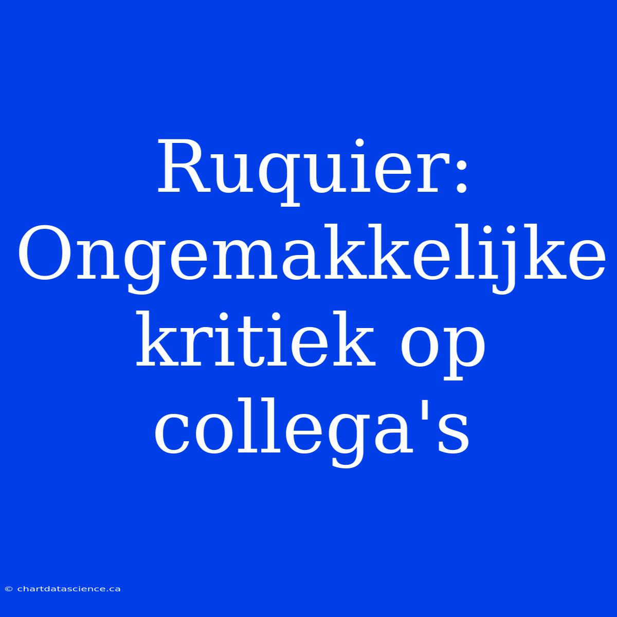 Ruquier: Ongemakkelijke Kritiek Op Collega's