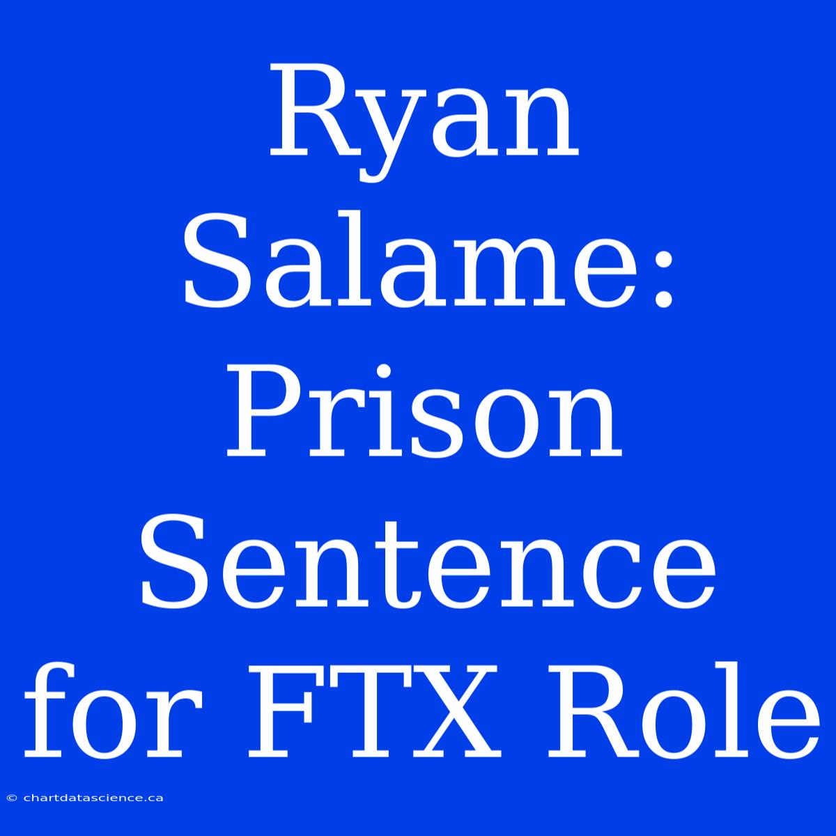 Ryan Salame: Prison Sentence For FTX Role