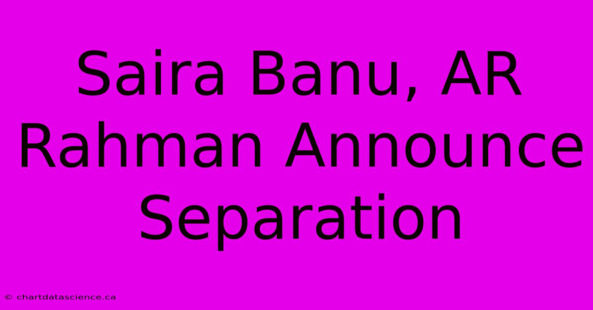 Saira Banu, AR Rahman Announce Separation