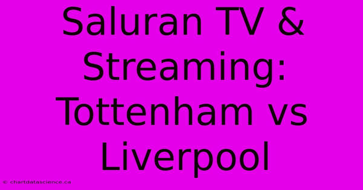 Saluran TV & Streaming: Tottenham Vs Liverpool