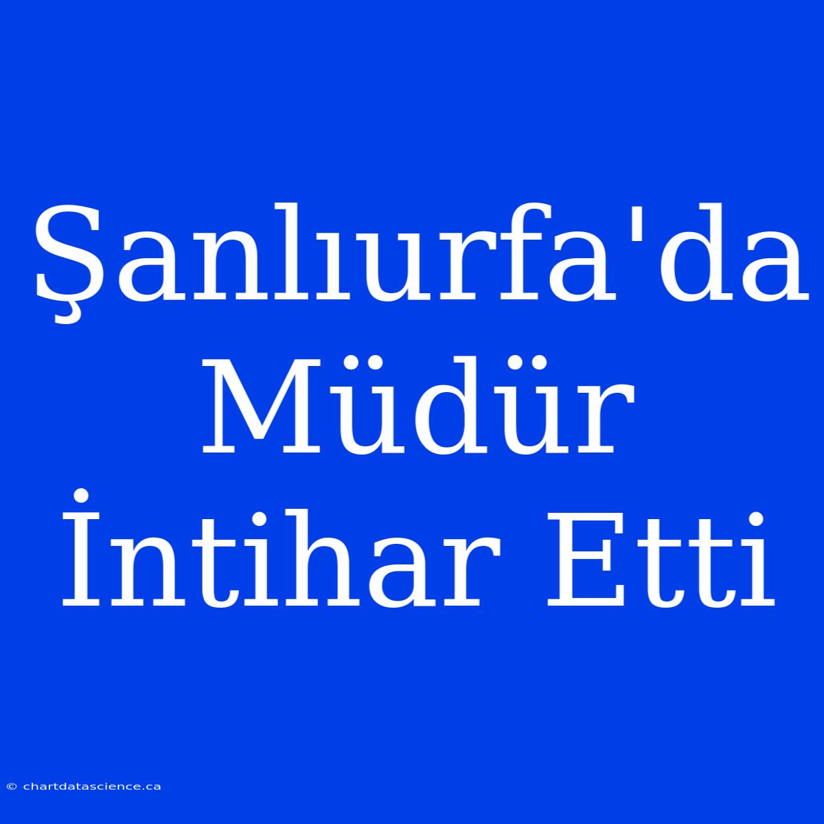 Şanlıurfa'da Müdür İntihar Etti