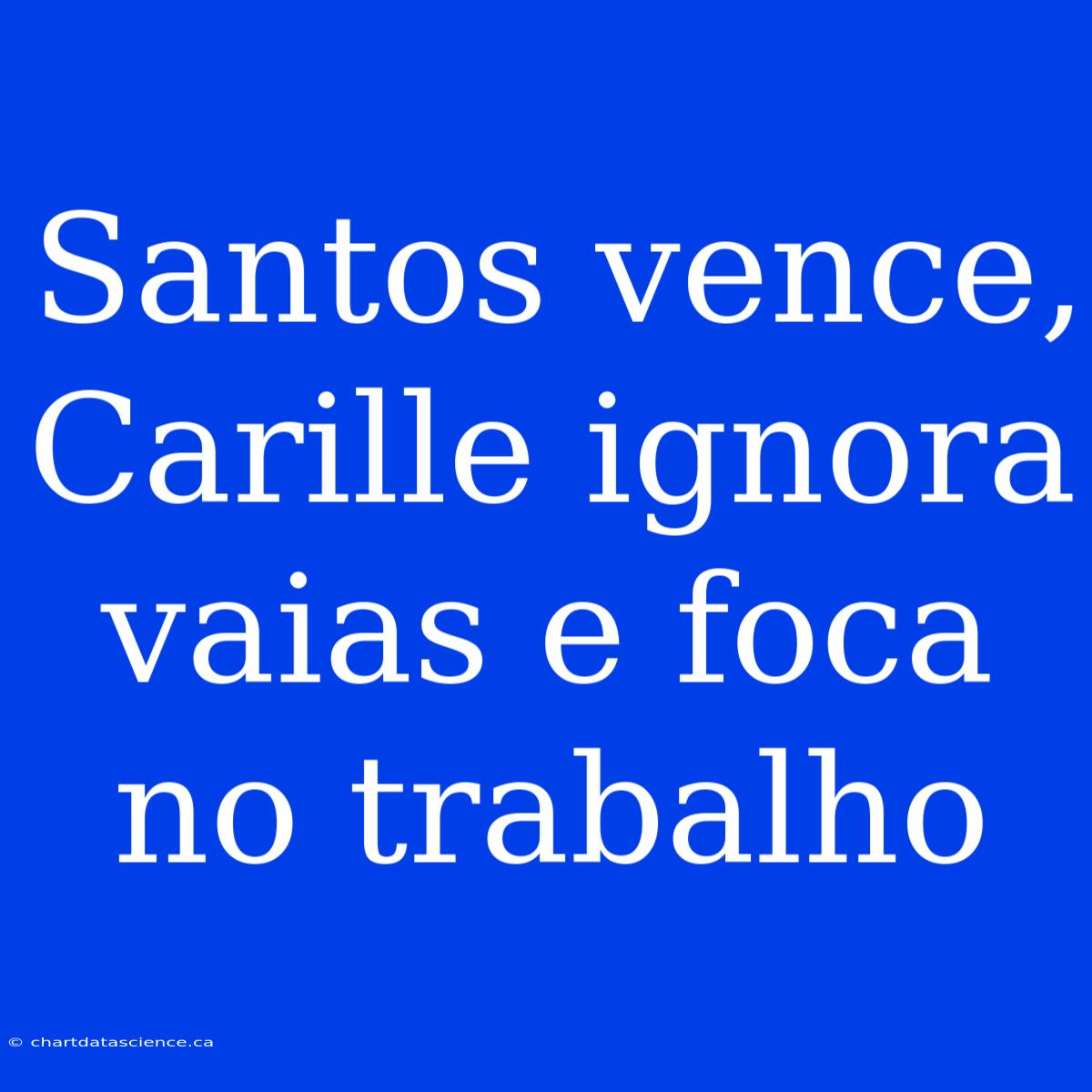 Santos Vence, Carille Ignora Vaias E Foca No Trabalho