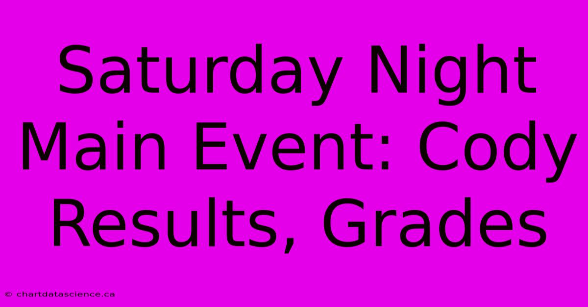 Saturday Night Main Event: Cody Results, Grades