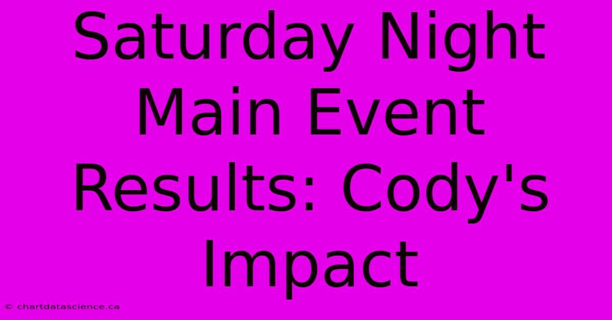 Saturday Night Main Event Results: Cody's Impact