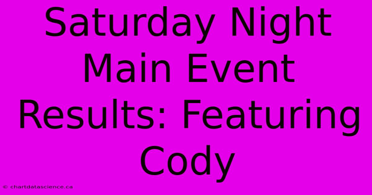 Saturday Night Main Event Results: Featuring Cody