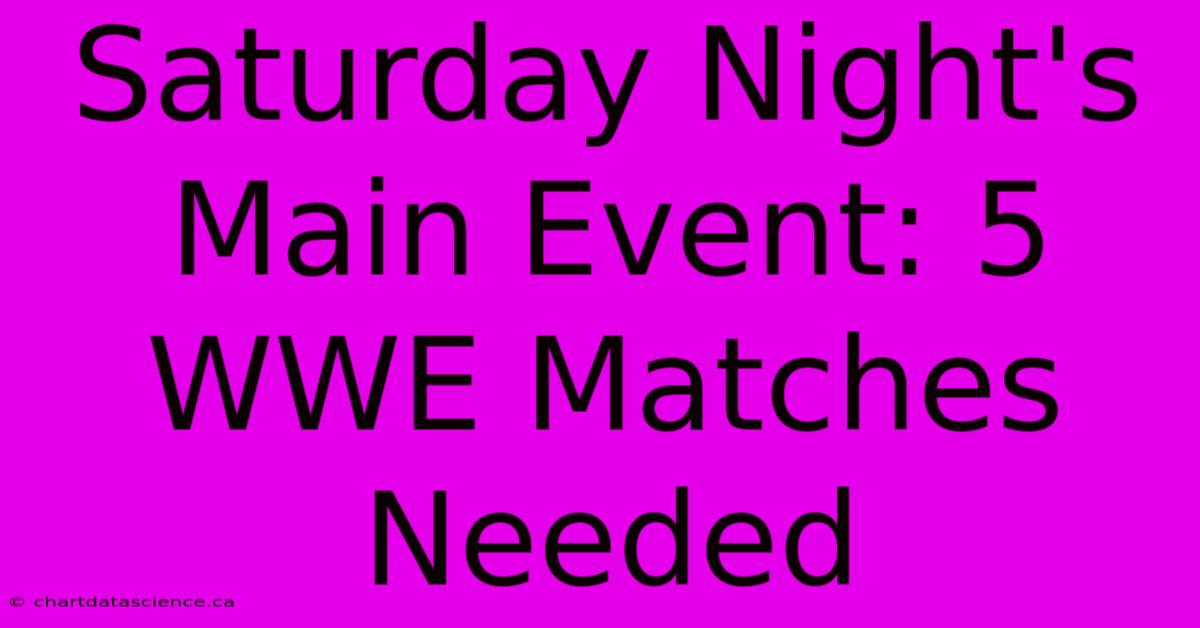 Saturday Night's Main Event: 5 WWE Matches Needed