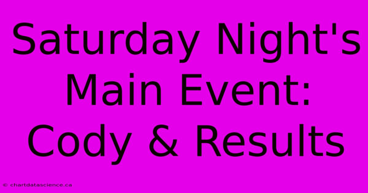 Saturday Night's Main Event: Cody & Results