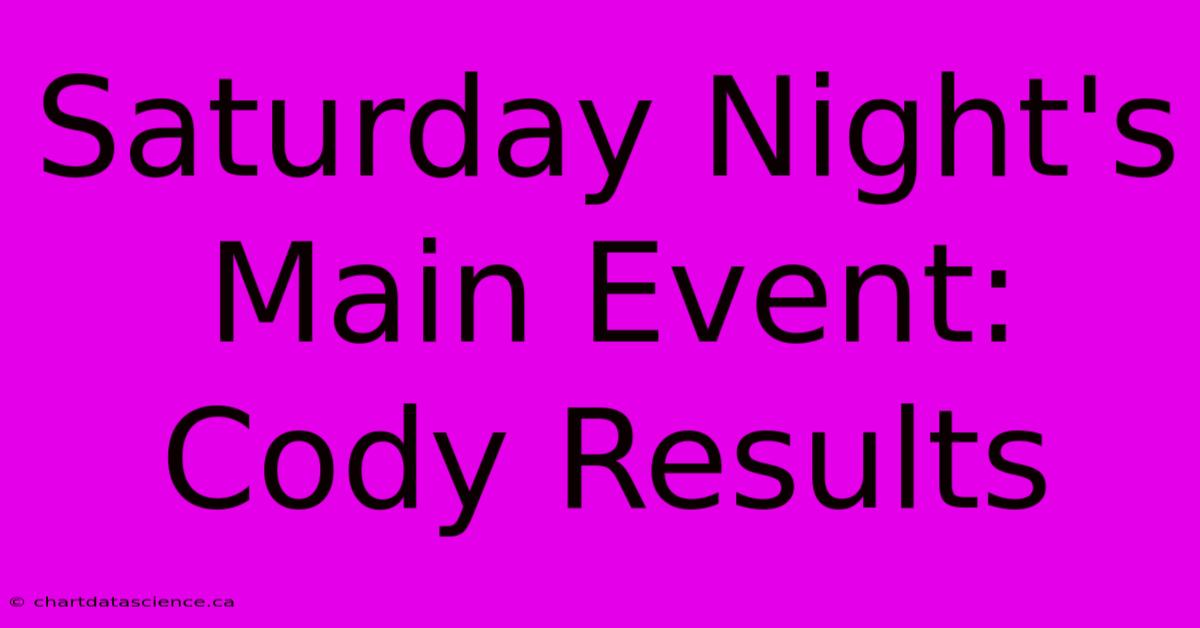 Saturday Night's Main Event: Cody Results