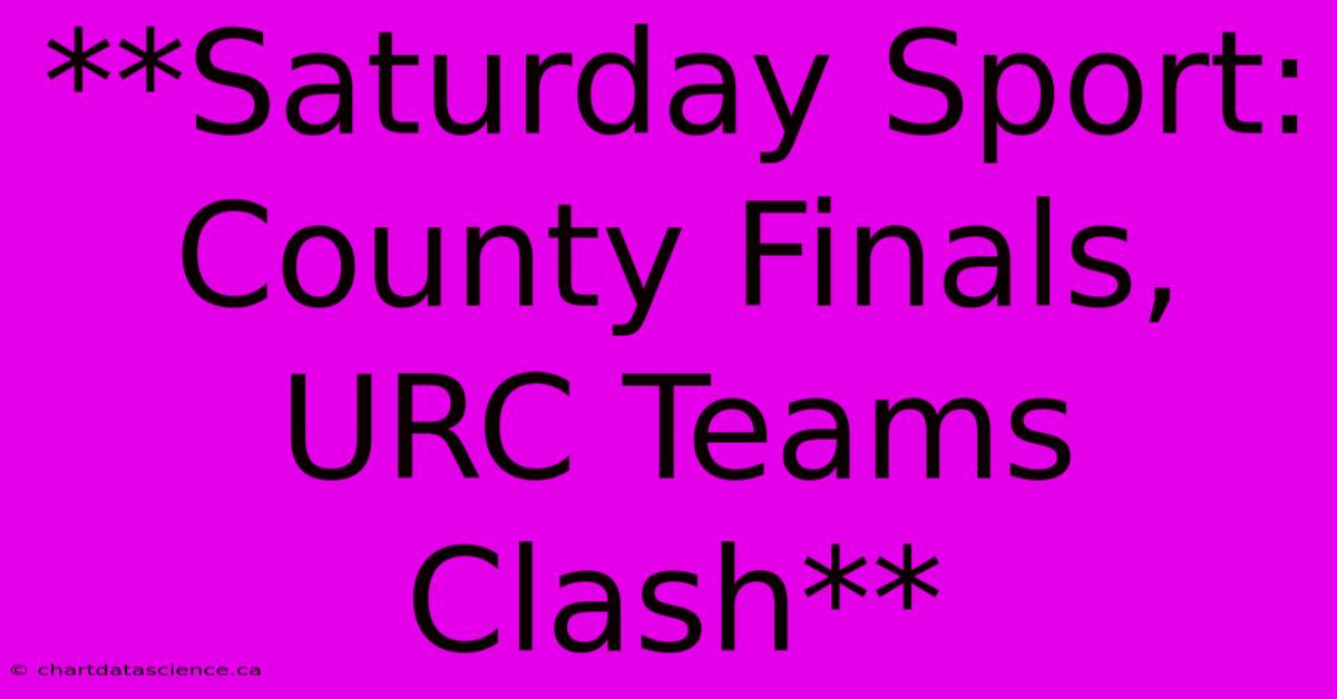 **Saturday Sport: County Finals, URC Teams Clash**