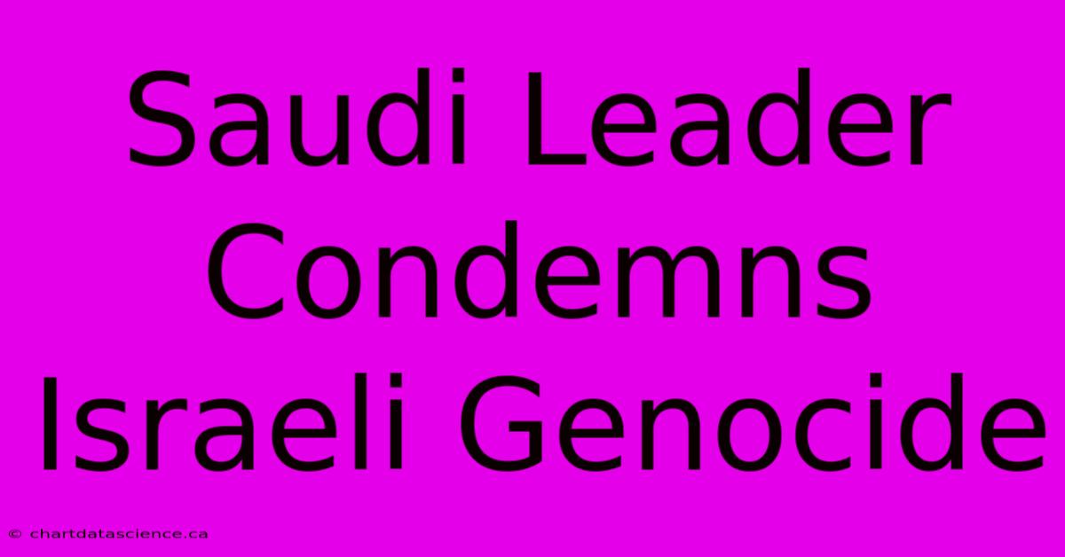 Saudi Leader Condemns Israeli Genocide