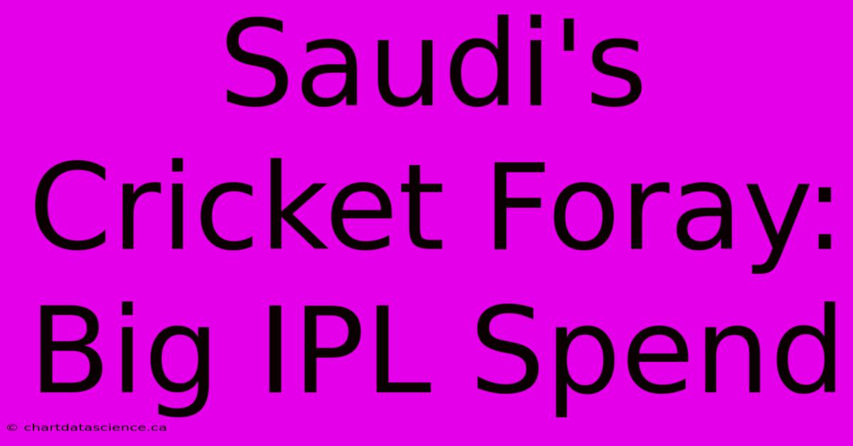 Saudi's Cricket Foray: Big IPL Spend