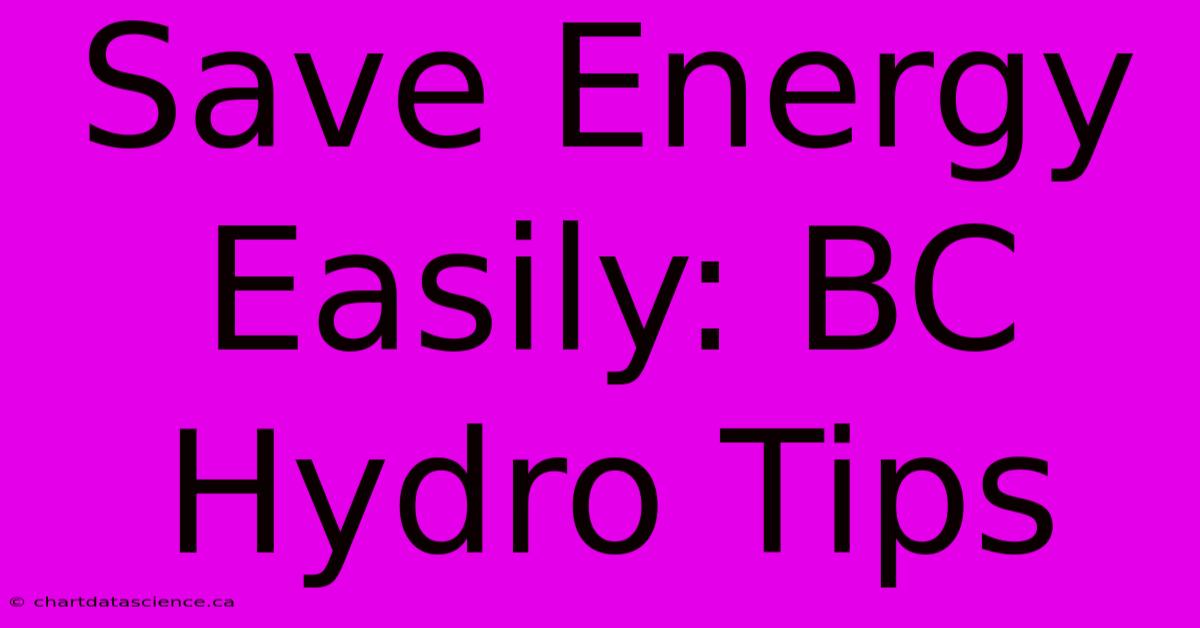 Save Energy Easily: BC Hydro Tips