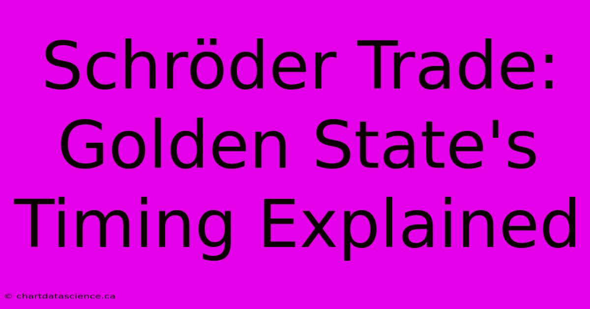 Schröder Trade:  Golden State's Timing Explained