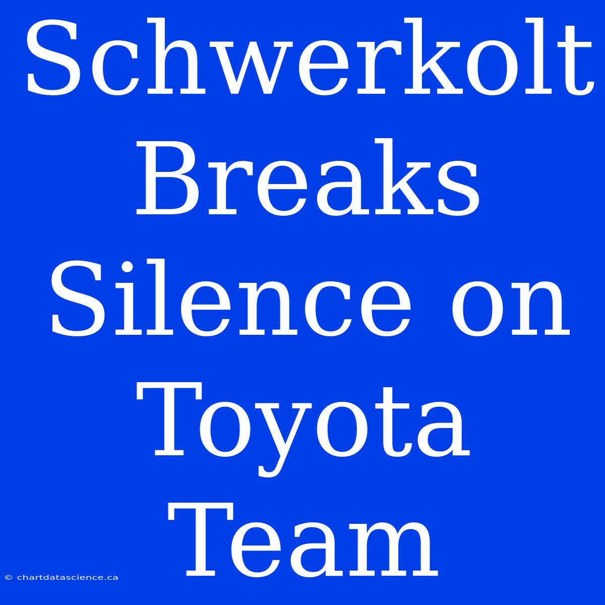 Schwerkolt Breaks Silence On Toyota Team