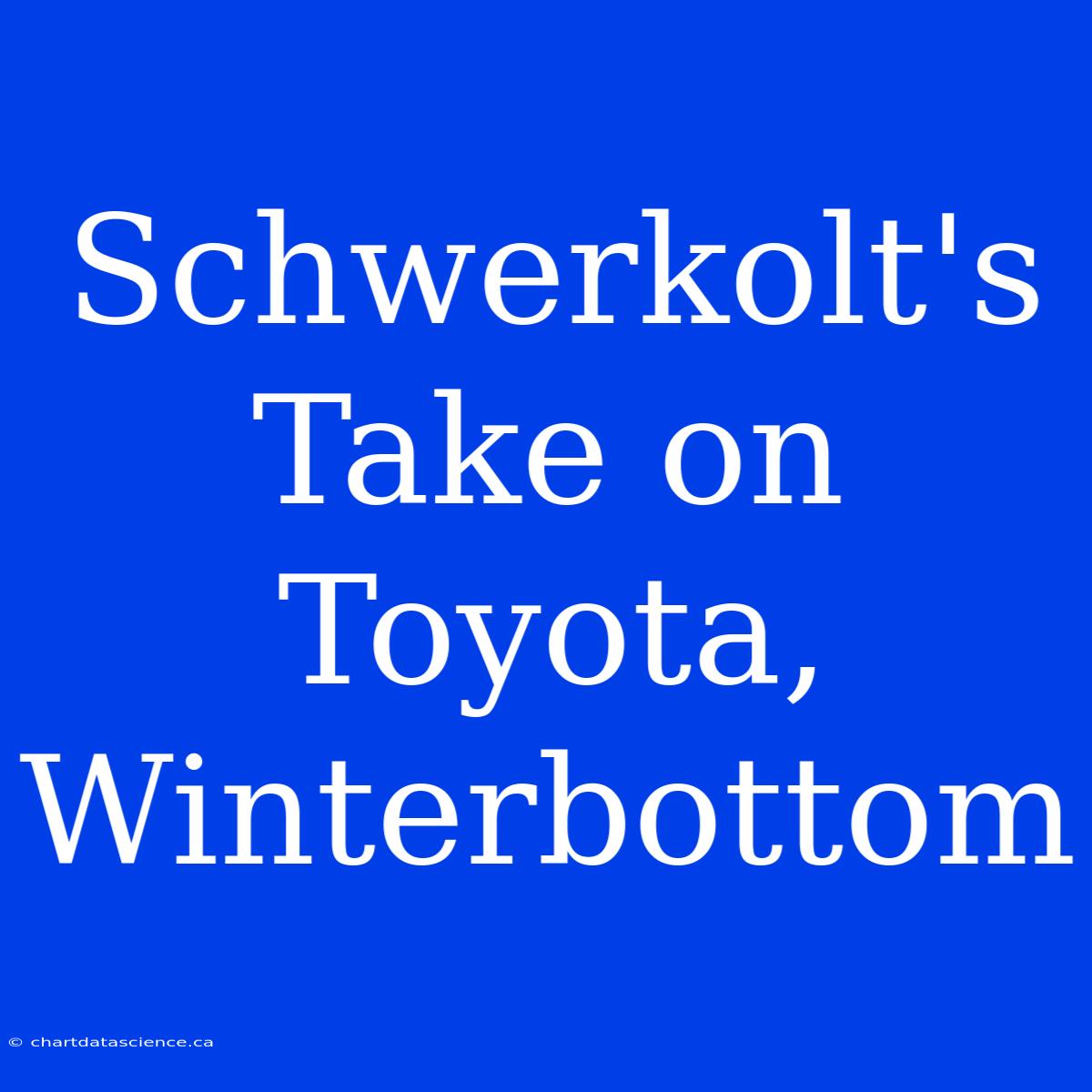 Schwerkolt's Take On Toyota, Winterbottom