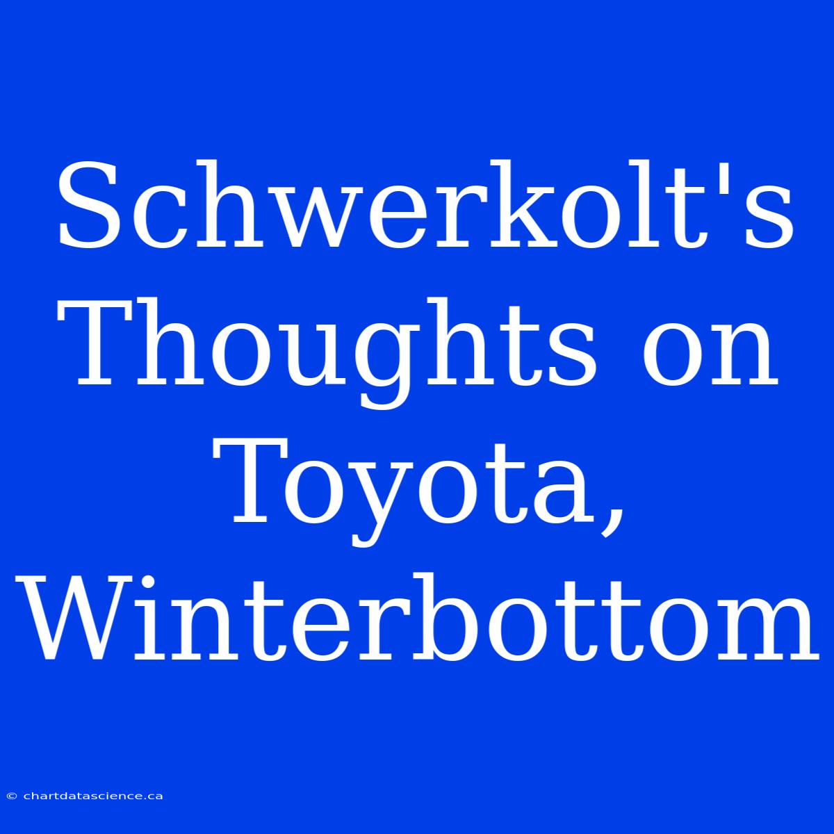 Schwerkolt's Thoughts On Toyota, Winterbottom