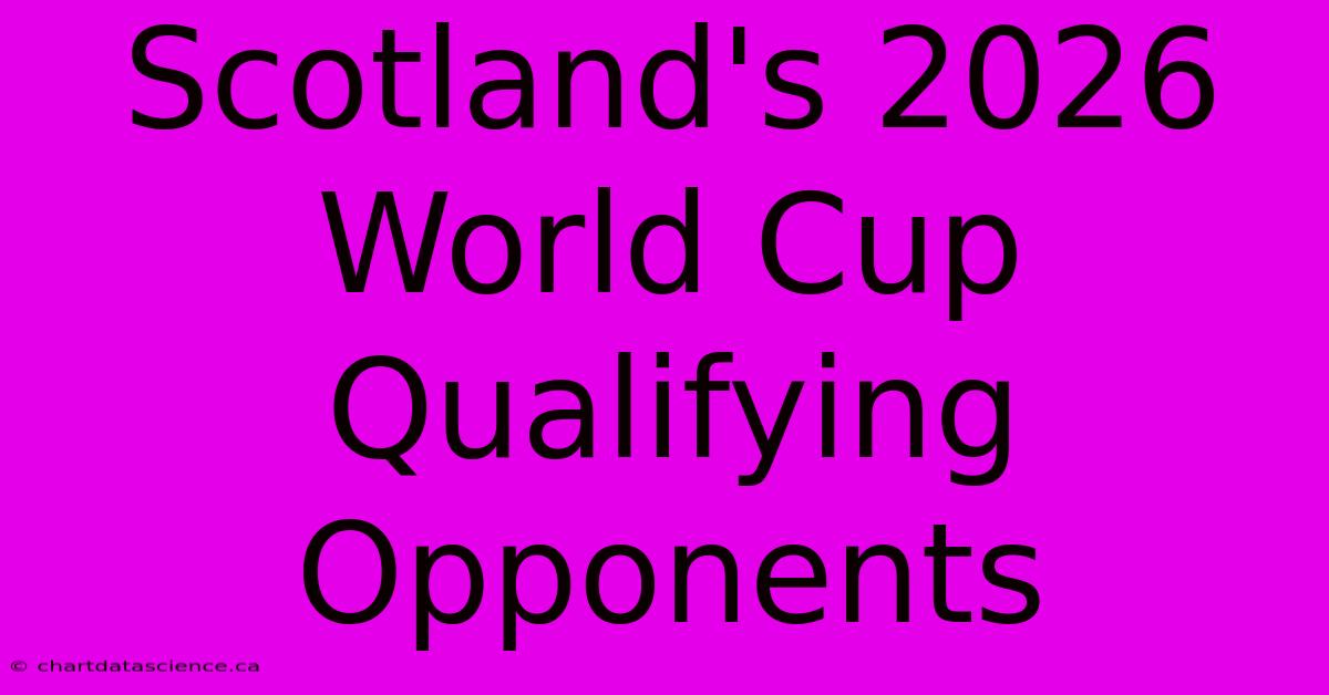 Scotland's 2026 World Cup Qualifying Opponents