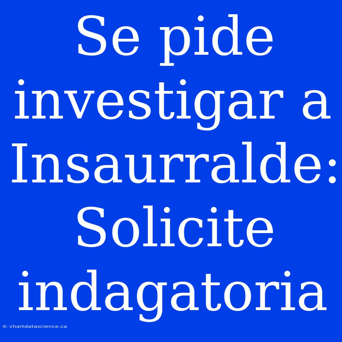 Se Pide Investigar A Insaurralde: Solicite Indagatoria