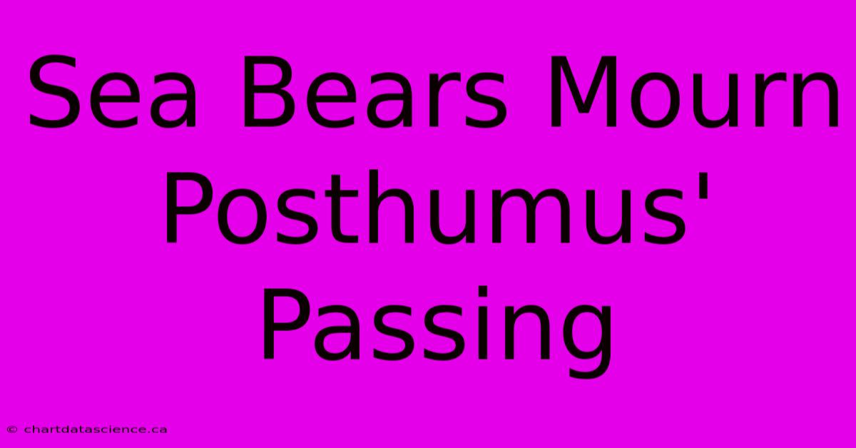 Sea Bears Mourn Posthumus' Passing