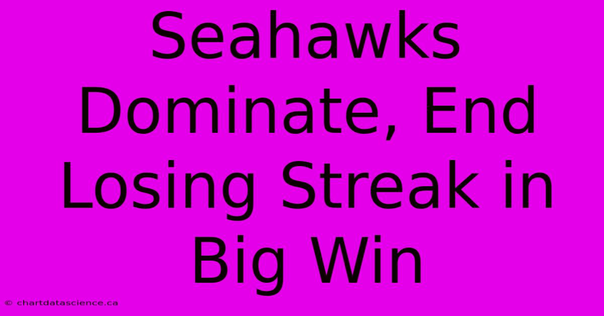 Seahawks Dominate, End Losing Streak In Big Win