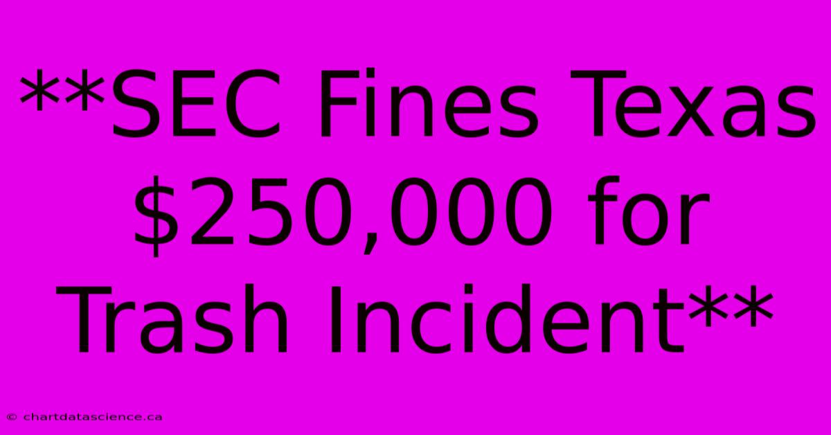 **SEC Fines Texas $250,000 For Trash Incident**