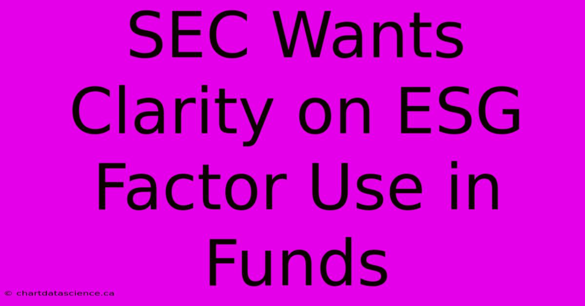 SEC Wants Clarity On ESG Factor Use In Funds