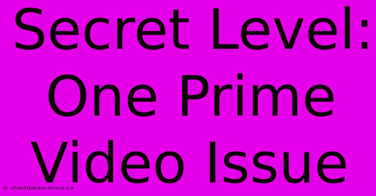 Secret Level: One Prime Video Issue