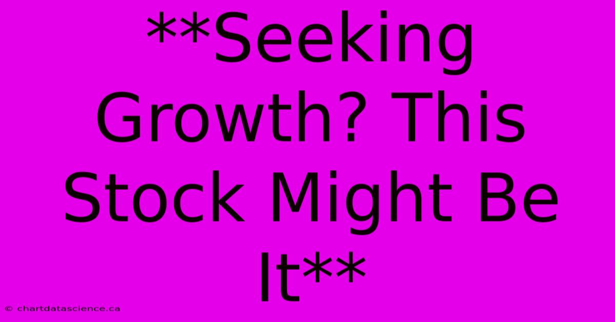 **Seeking Growth? This Stock Might Be It**