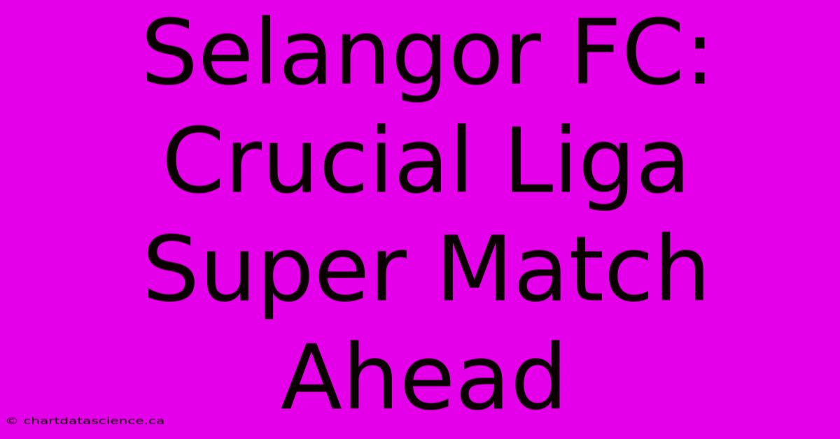 Selangor FC: Crucial Liga Super Match Ahead