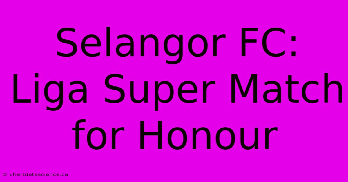 Selangor FC: Liga Super Match For Honour