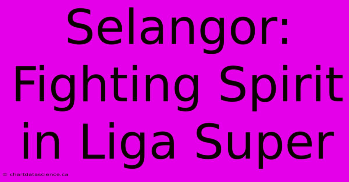 Selangor:  Fighting Spirit In Liga Super